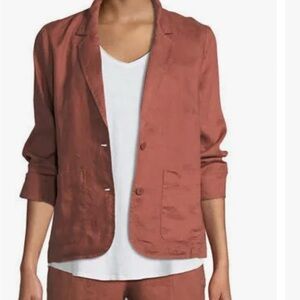 Eileen Fisher Women’s Organic Linen Rust Colored Blazer size M